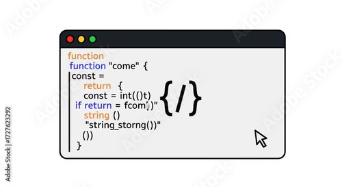 Computer screen displaying code with cursor pointing to syntax.
