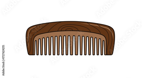 Classic brown wooden hair comb with a curved spine and natural wood grain texture.