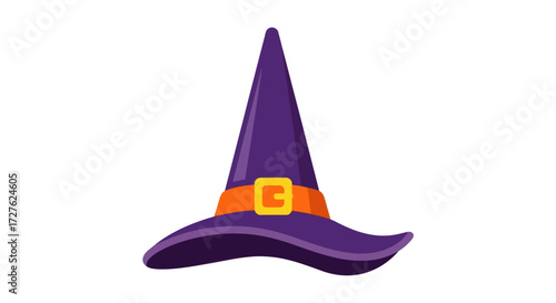 Cartoon Purple Witch Hat with Orange Belt and Buckle.