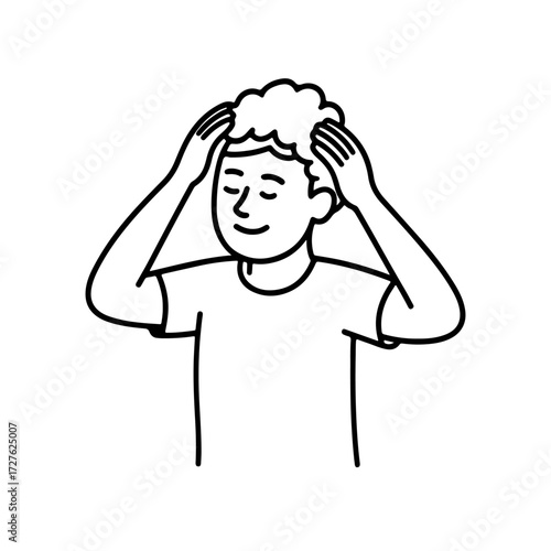 man washing his hair vector line icon on a white background.
Vector line icon on a white background