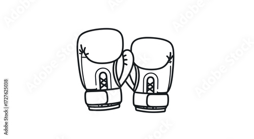 Pair of Classic Boxing Gloves Line Art Illustration.