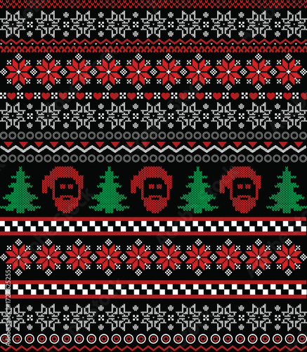 New Year, Christmas holiday season seamless Ugly pattern vector illustration. Modern geometric style for seasonal decorations, Halloween, gifts, packaging, greeting cards, posters, sale, t-shirt. 
