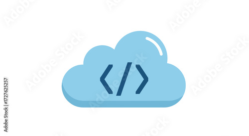 Simple blue cloud icon representing cloud-based software development and coding.