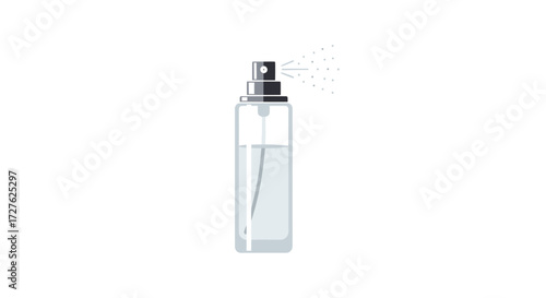 Clear Glass Spray Bottle with Silver Nozzle and Liquid.