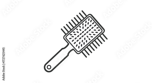 Line art illustration of a rectangular hairbrush.