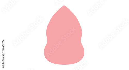 A simple pink teardrop-shaped cosmetic makeup blending sponge illustration.