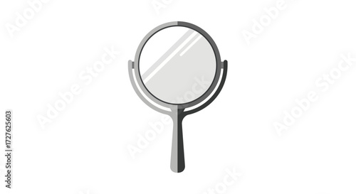 Simple Round Handheld Mirror with Stand Reflective Surface.