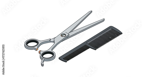 Professional Hair Cutting Scissors and Comb Set.