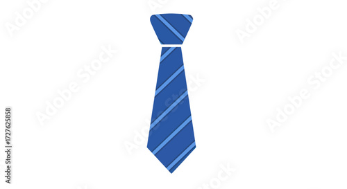 Classic blue necktie with a simple knot and light blue diagonal stripes.