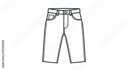 Simple Outline of Denim Shorts for Design Reference.