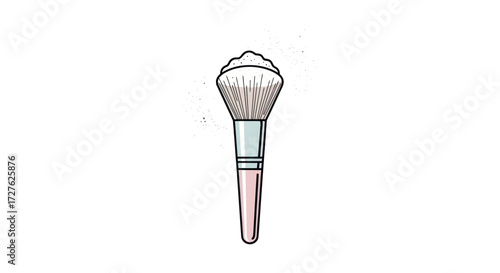 Large Fluffy Pink-Handled Makeup Powder Brush.