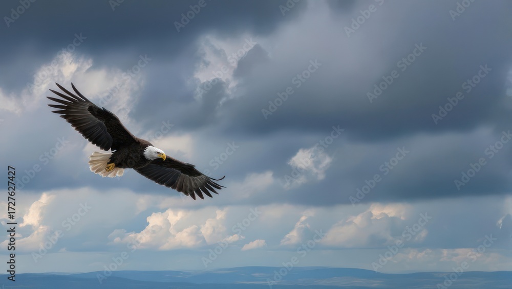 Fototapeta premium Majestic eagle soaring above storm clouds