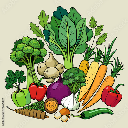 vegetables on white background