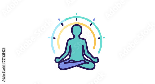Meditating Figure with Circular Aura Lotus Position.