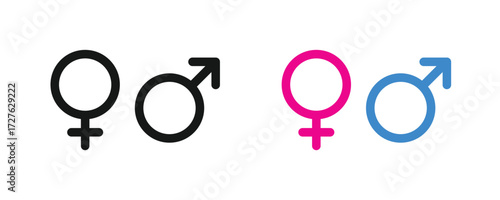 Male and female gender symbols. Gender icon set. Male and female symbol set. Vector illustration