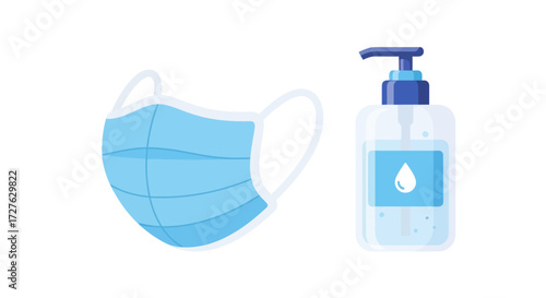 Medical Face Mask and Hand Sanitizer for Personal Hygiene.