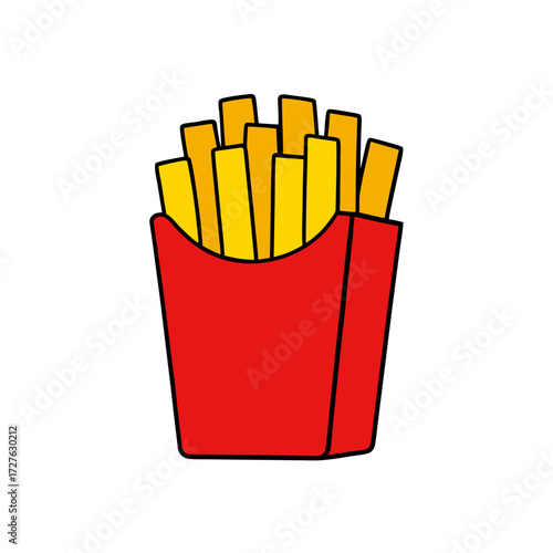 french fries in a red box vector illustration