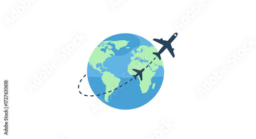 Airplane flying around the world global travel concept international flights world travel.