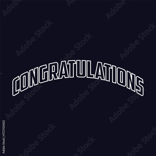 "Congratulations!" greeting sign. Congrats Graduated. Handwritten modern brush lettering with golden stars and academic cap. Text for card, T-shirt print, banner, poster. Isolated vector