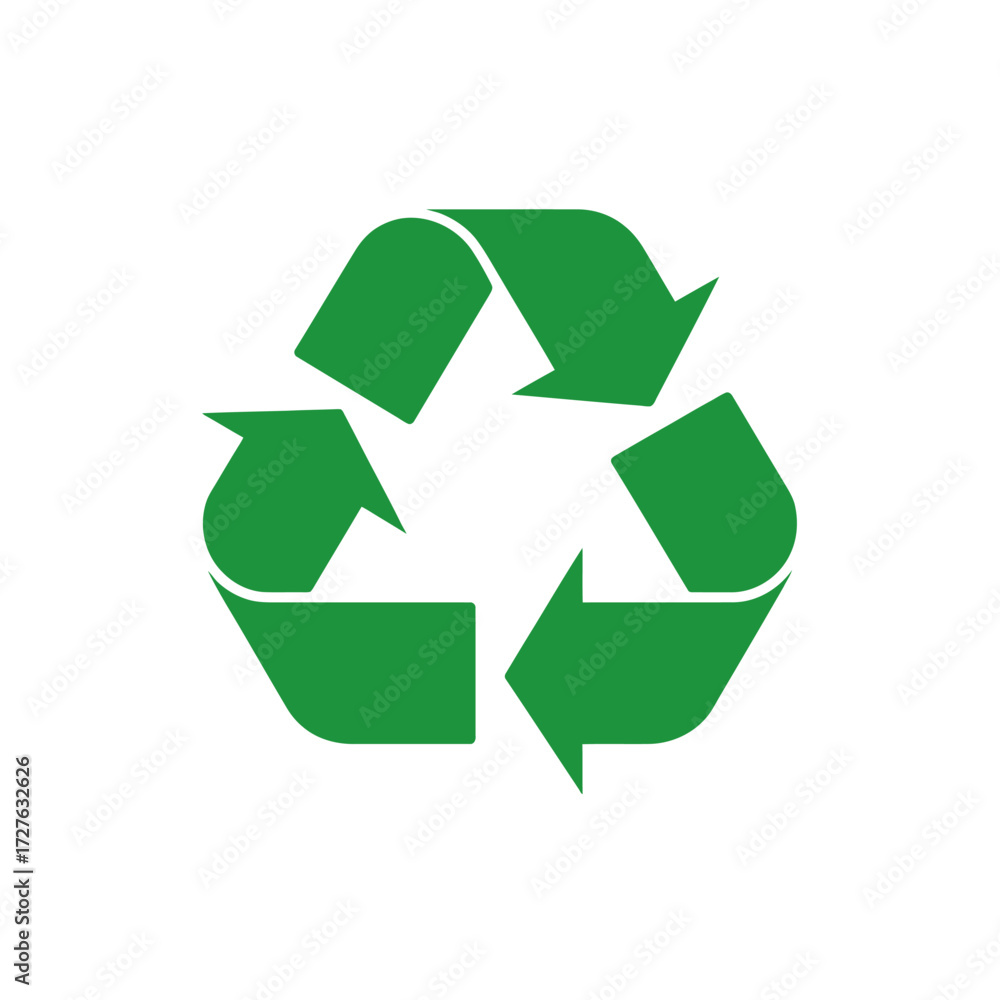 Fototapeta premium Simple iconic recycling symbol in bright green