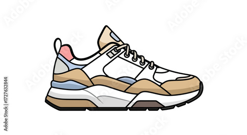 Stylish Chunky Sole Athletic Sneaker with Multi-Color Accents.