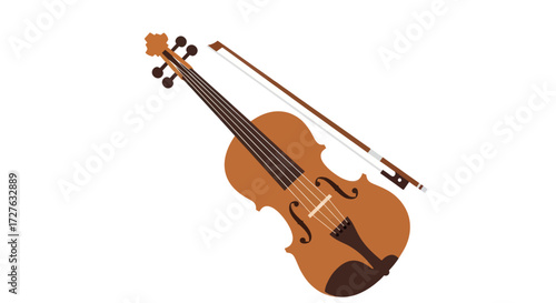 Classic Wooden Violin with Bow Musical Instrument.