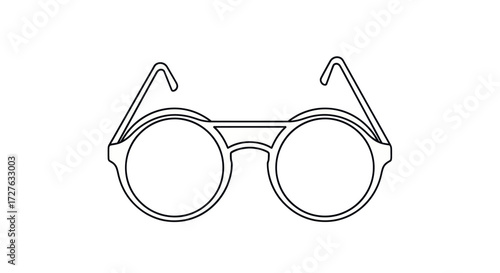 Simple Outline Drawing of Round-Eyed Spectacles with Double Bridge.