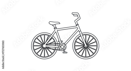 Line Drawing of a Classic Bicycle with Straight Handlebar.