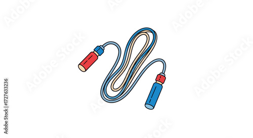 Red and Blue Handled Jump Rope for Exercise and Fitness.