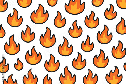 Pattern of Cartoon Fire Flames on Transparent Background for Design and Fabric