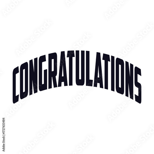 "Congratulations!" greeting sign. Congrats Graduated. Handwritten modern brush lettering with golden stars and academic cap. Text for card, T-shirt print, banner, poster. Isolated vector