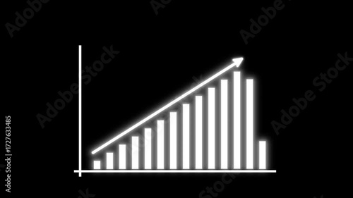 Infographic growth 2D object animation. Increase sales in business flat cartoon 4K video, transparent alpha channel. Investment. Rising up arrow on chart graph animated icon on black background