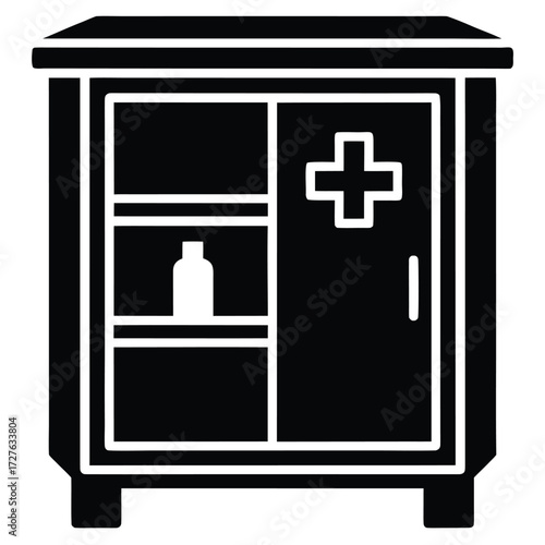 medicine cabinet  school nurse  vector icon on whi
