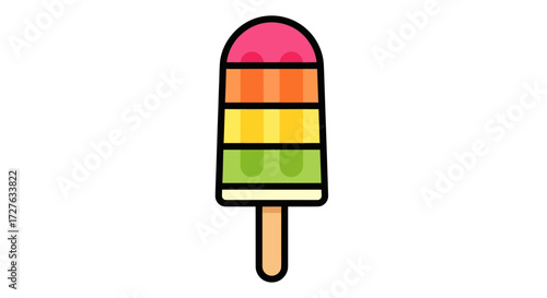 Colorful Striped Popsicle on a Stick.