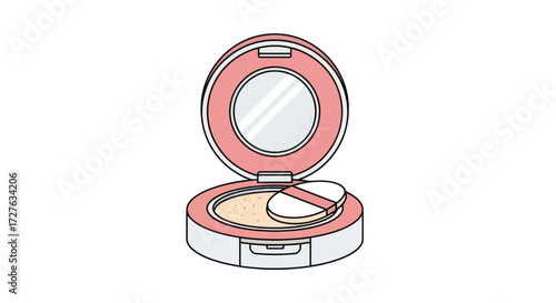 Open Compact Powder with Mirror and Applicator.