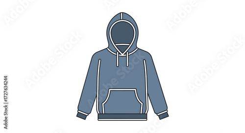 Blue Hoodie with Drawstrings and Front Pocket Casual Apparel.