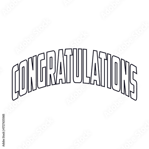 "Congratulations!" greeting sign. Congrats Graduated. Handwritten modern brush lettering with golden stars and academic cap. Text for card, T-shirt print, banner, poster. Isolated vector