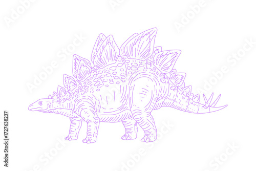 Line Art Illustration of Stegosaurus Dinosaur