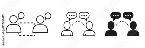 Modern communication icons showcasing connection and collaboration, perfect for illustrating teamwork, networking, and social interaction in a dynamic digital world, originally a vector graphic
