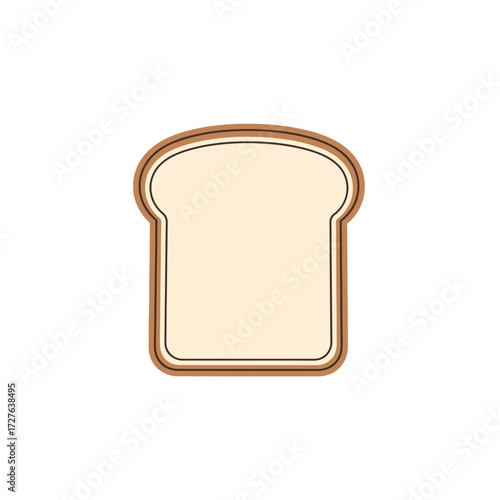 A simple, clean illustration of a single slice of white bread with a brown crust.