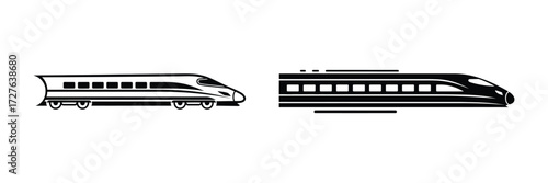 Modern bullet train illustration depicting sleek, fast transportation, evoking speed and efficiency for transport innovation and travel design projects, originally a vector graphic