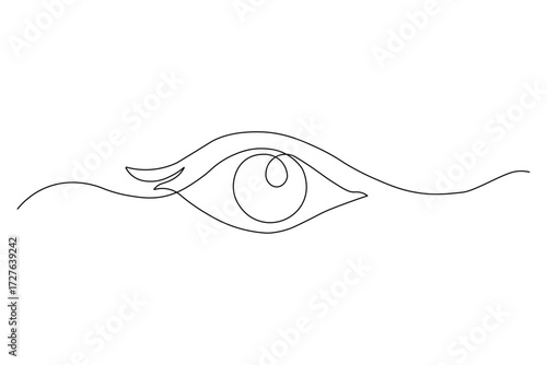 Eyes Continuous One Line Drawing,
Minimalist Human Eye Outline Vector Icon, Single Line Art Female Eye Illustration
