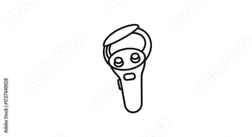 Stylized Line Art of a Virtual Reality Controller with Buttons and Grip.