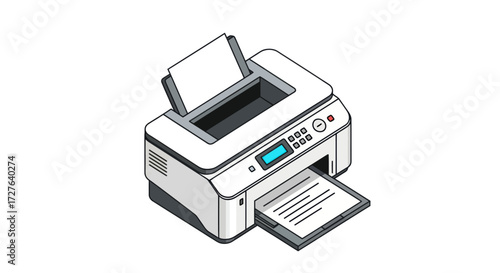 Modern Compact Home Office Inkjet Printer Illustration.