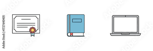 Empowering Education A collection of learning tools including a modern laptop, textbook and academic certificate, symbolizing achievement and knowledge acquisition