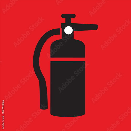 Minimal Vector Fire Extinguisher Design – Simple Safety Equipment Icon for Emergency, Industrial, and Commercial Use, Modern Monochrome Fire Protection Symbol Graphic