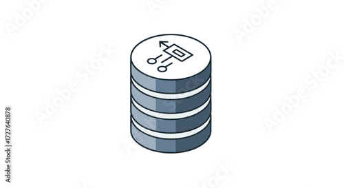 Stacked Database Icon with Network Connections.
