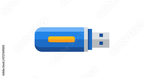 Blue USB Flash Drive with Orange Accent.