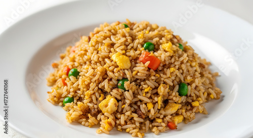 Delicious and Flavourful Fried Rice with Egg, Peas, and Carrots Cuisine
