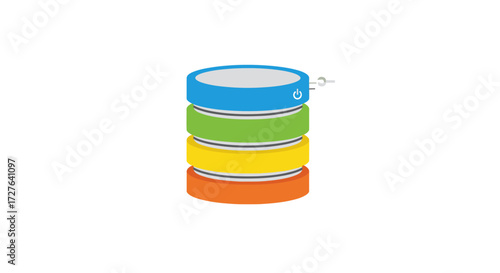 Quadro su tela Colorful Stacked Database Cylinders Icon.